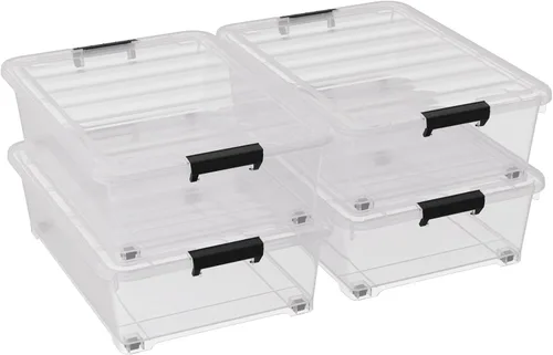 Vista 9 de Contenedor de almacenamiento de zapatos de 20 cuartos de galón con ruedas para debajo de la cama, organización del hogar u oficina, juego de 4