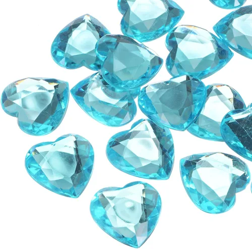 Vista 31 de MECCANIXITY 20 piezas de diamantes de imitación acrílicos de corazón de 0.787 pulgadas (0.787 in) con parte trasera plana, gemas de plástico