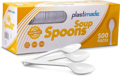 Vista 12 de Tenedores de plástico blanco, 500 unidades, tenedores desechables extrapesados, cubiertos de plástico a granel sin BPA para fiestas, bodas, catering
