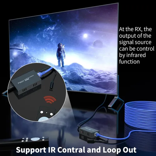 Vista 6 de Divisor extensor HDMI 1x2 HD 4K @60Hz hasta 196.9 ft (196 pies) - Cable de salida CAT5/CAT6/CAT7 Transmisor y receptor HDMI con interruptor
