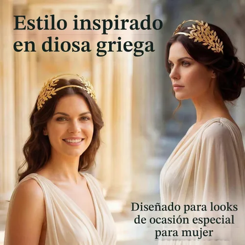 Vista 4 de Brishow Diadema de corona de hoja dorada, diosa griega, diadema de laurel para mujer Dorado