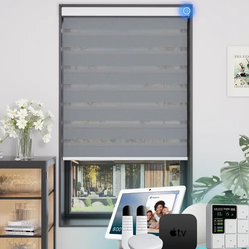Vista 43 de MYshade Persianas enrollables de cebra opacas (85 %) con cordón para ventanas interiores, persianas de doble capa beige para dormitorio, baño, sala