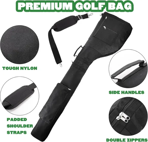Vista 3 de Bekith Bolsa de golf, bolsas de viaje de golf ligeras, bolsa de transporte de golf plegable para 8-10 palos de golf, bolsas de transporte pequeñas