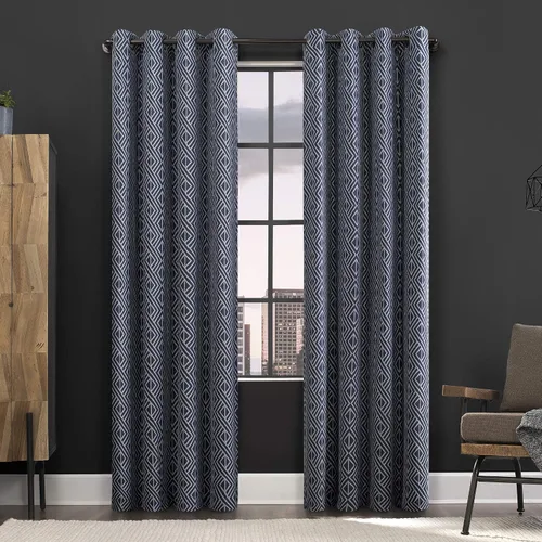 Vista 9 de Scott Living Gresham Geométrico Total Blackout - Cortina con ojales, 52 x 84 pulgadas, color negro
