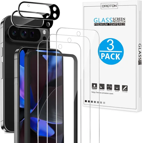Vista 20 de OMOTON Paquete de 4 protectores de pantalla para Google Pixel 4 (5.7 pulgadas), vidrio templado, resistente a los arañazos, solo cubierta de área