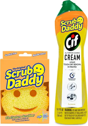 Vista 10 de Scrub Daddy Cif Limpiador en Crema Multiusos, Limón - Crema de Limpieza Doméstica para Múltiples Superficies como Vidrio, Cromo, Granito, Fregadero