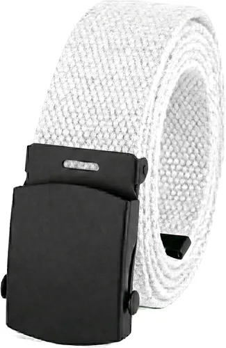 Vista 16 de BC Belts Cinturón de tela de lona estilo militar con hebilla negra y punta de 56 pulgadas de largo Negro