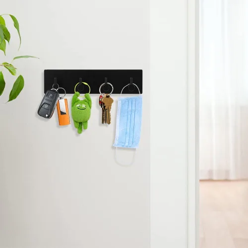 Vista 6 de Picowe Soporte para llaves decorativo de pared, ganchos adhesivos de acero inoxidable, organizador de llaves para pared, gancho para toallas