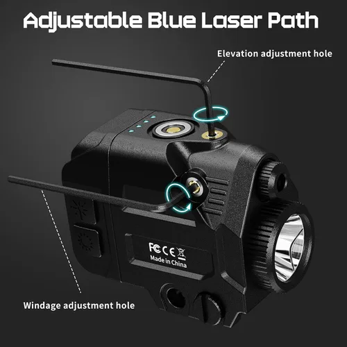 Vista 4 de SIXRAY 500 lúmenes luz de pistola láser combo recargable haz láser azul