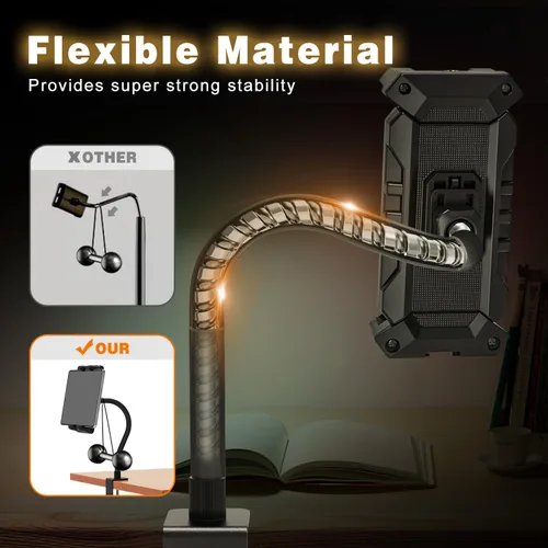 Vista 5 de Soporte para tablet con abrazadera de cuello de cisne para escritorio, compatible con iPad mini/Air/Pro, Kindle Fire HD, Galaxy Tabs y todas