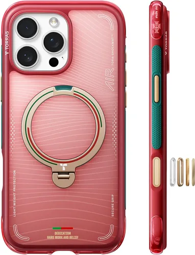 Vista 39 de TORRAS Ostand Q3 Air - Funda para iPhone 17 Pro con soporte magnético de 360°, compatible con MagSafe, probada contra caídas de grado mil, botón