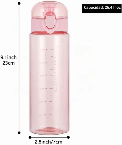 Vista 2 de Botella de agua deportiva, botella de agua transparente reutilizable, botellas de agua de plástico con correa de transporte, botellas de bebida