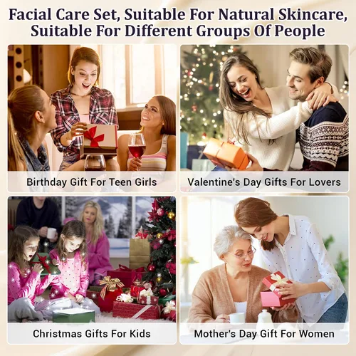 Vista 7 de Juego de rutina de cuidado de la piel de arroz negro natural para mujeres, kit antienvejecimiento con lavado facial, tóner, suero, loción corporal