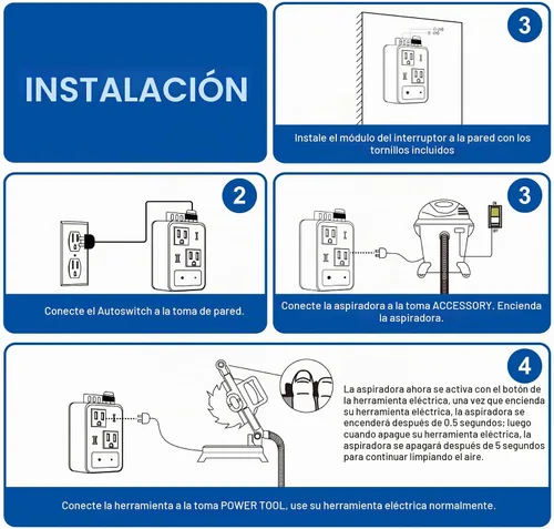 Vista 7 de Interruptor de vacío automático para herramientas eléctricas, interruptor automático de control de polvo con tecnología única de detección