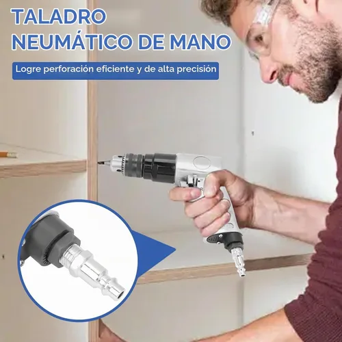 Vista 7 de Taladro neumático de aire de 3/8", herramienta de rotación reversible de alta velocidad de 1700rpm para perforar en paredes, pisos, placa de hierro