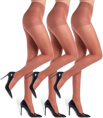 Vista 10 de 3 pares de medias transparentes para mujer – Control superior 20D para las medias, con dedos reforzados Negro