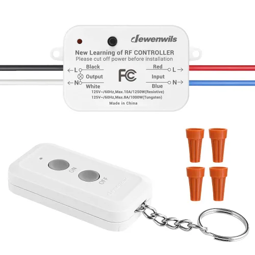 Vista 7 de DEWENWILS - Kit de interruptor inalámbrico de luz y receptor, sin necesidad de cableado en la pared, interruptor de control remoto para luminarias