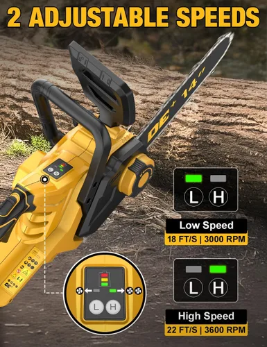 Vista 7 de [Usado] Motosierra eléctrica sin escobillas de 14 pulgadas inalámbrica para batería Dewalt de 20 V, motosierra compacta con engrasador automático