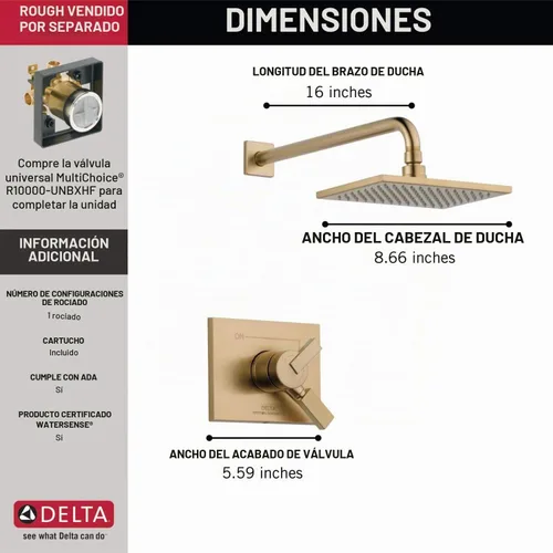Vista 3 de Delta Faucet componentes universales para ducha, T17253-CZ Bronce champán
