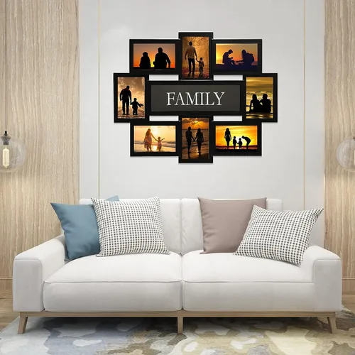 Vista 8 de J.M.Deco Marcos de fotos de reunión familiar con 8 aperturas, marcos de fotos de collage para decoración de pared, marco de fotos de memoria