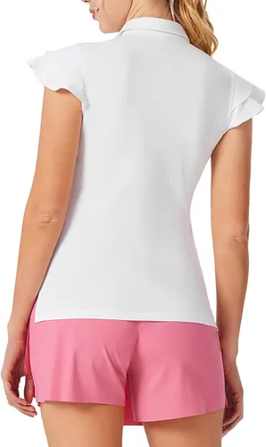 Vista 3 de JACK SMITH Polo de golf para mujer, con volantes, sin mangas, absorbe la humedad, camisetas deportivas ligeras