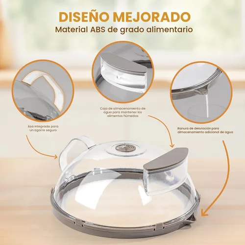 Vista 3 de Cubierta de salpicaduras de microondas para alimentos, cubierta de microondas mejorada con vaporizador de agua, mango integrado, cubiertas