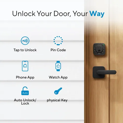 Vista 3 de ULTRALOQ Bolt NFC WiFi Smart Lock, toque para desbloquear con iPhone y Android NFC