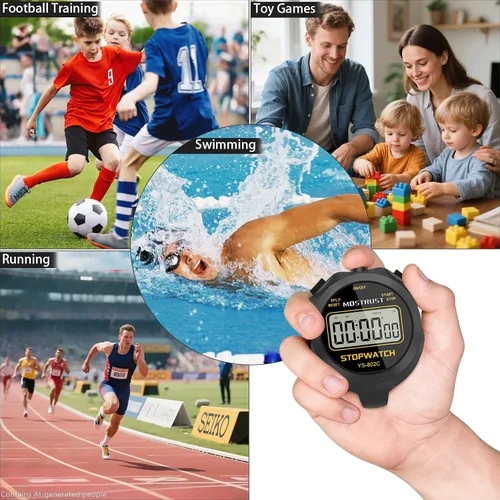 Vista 7 de Digital Simple Stopwatch, 1/30 Lap Basic Stopwatch, No Bells, No Clock, No Alarm, Silent, Child Friendly, ON/Off for Swimming Coaches Kids