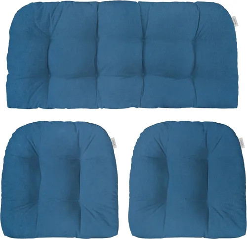 Vista 25 de RSH DECOR: Sunbrella - Juego de 3 cojines de mimbre copetudos 41 x 19 pulgadas y 19 x 19 pulgadas Fabricado con tela de rendimiento Sunbrella