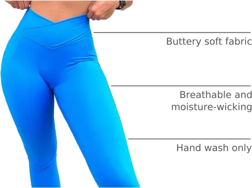 Vista 110 de Aoxjox Trinity - Pantalones de yoga de cintura alta con bolsillos para mujer, control de abdomen, cintura cruzada, leggings de entrenamiento suaves