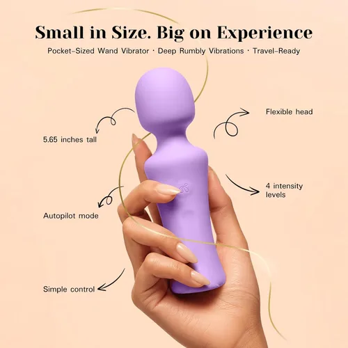 Vista 2 de Tracy's Dog Vibrador de varita de bolsillo, mini masajeador inalámbrico para mujeres, estimulación de clítoris, 4 niveles de intensidad Lavanda