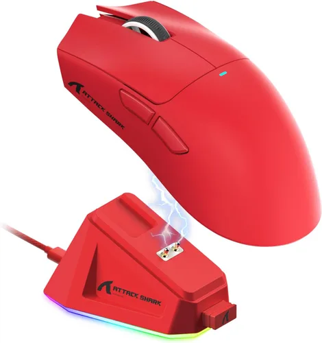 Vista 13 de ATTACK SHARK X11 Ultra-Light Triple Mode Gaming Mouse PAW3311 Sensor óptico 22K DPI 5 botones programables con soporte de carga magnético para Blanco