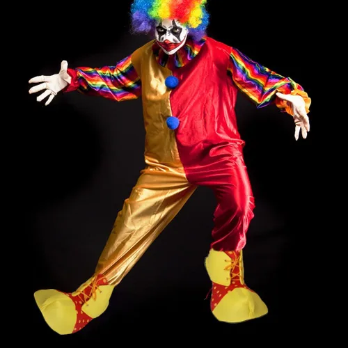 Vista 2 de Disfraz de payaso para mujer con zapatos grandes y divertidos - Ropa de carnaval para hombres adultos, Como se muestra, Mediana