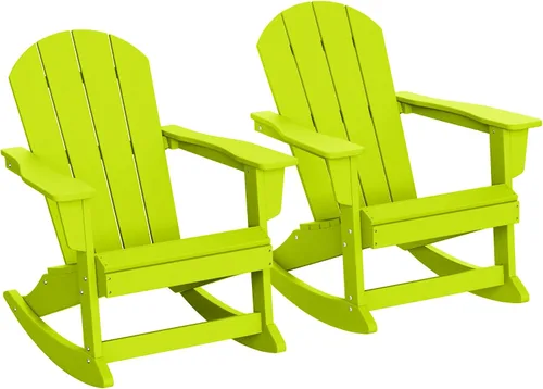 Vista 144 de WestinTrends Silla mecedora Malibu de poliéster para exterior/patio Adirondack, Negra
