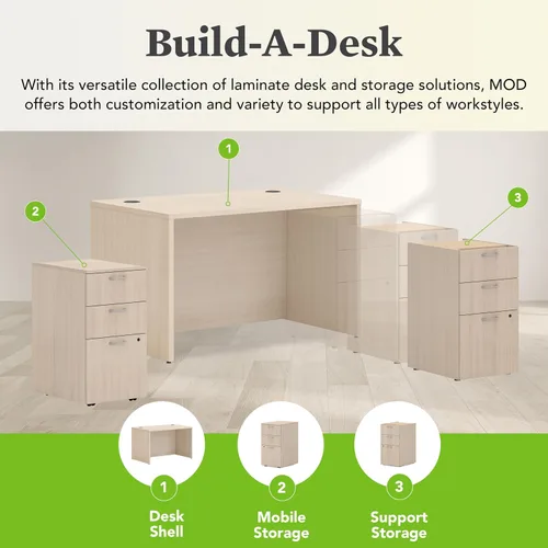 Vista 4 de HON MOD - Escritorio ejecutivo grande de 48 pulgadas para computadora, laminado de madera gruesa, mesa moderna con gestión de cables, 48 pulgadas