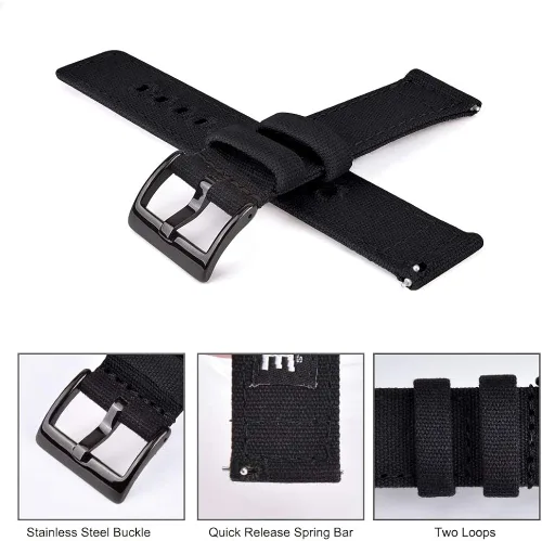 Vista 4 de Ritche Canvas Quick Release Watch Band 18mm 20mm 22mm Replacement Watch Straps for Men Women