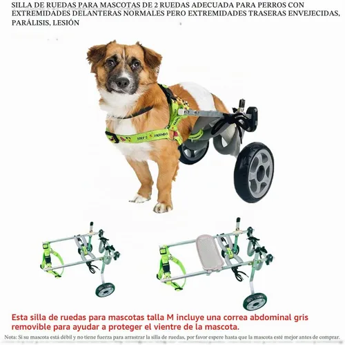 Vista 4 de Silla de ruedas para perro, silla de ruedas para mascotas de 2 ruedas, silla de ruedas ajustable para patas traseras discapacidad, parálisis