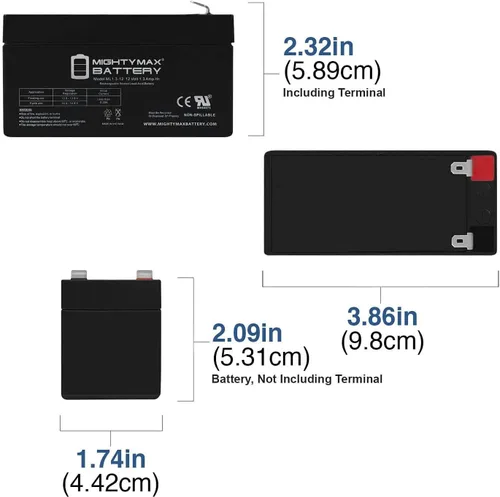 Vista 2 de Mighty Max Battery Batería de repuesto de 12V 1.3Ah compatible con Power Patrol SLA1005-2 Pack