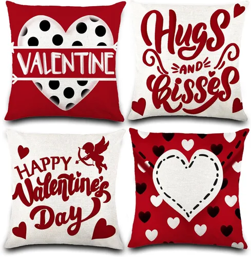 Vista 15 de DIYDEC - 4 fundas de almohada de Navidad de 18 x 18 pulgadas, fundas de almohada de invierno con diseño de árbol de Navidad, sombrero de árbol