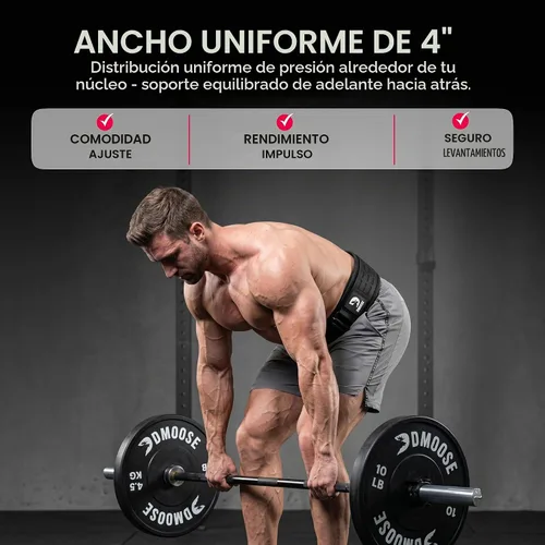 Vista 7 de DMoose Fitness Cinturón de levantamiento de pesas con bloqueo automático para hombres y mujeres, cinturón de nailon de 4 pulgadas para sentadillas