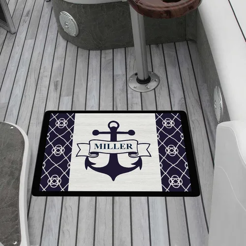 Vista 17 de Tapete náutico personalizado con nombre personalizado, alfombra de bienvenida para yate, puerto deportivo, muelle o retiro en el lago, tapete