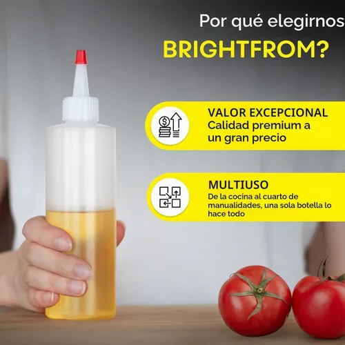 Vista 7 de BRIGHTFROM Botellas exprimibles para condimentos, 8 onzas, tapa superior roja, a prueba de fugas, para salsa de tomate, mostaza, jarabe, salsas