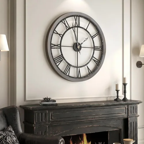 Vista 58 de Cuspin Reloj de pared de 24 pulgadas con engranajes, reloj de metal