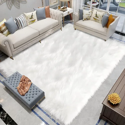 Vista 139 de Latepis - Alfombra rectangular de piel sintética tipo lana de oveja suave y esponjosa de estilo bohemio para sala de estar, dormitorio y residencias