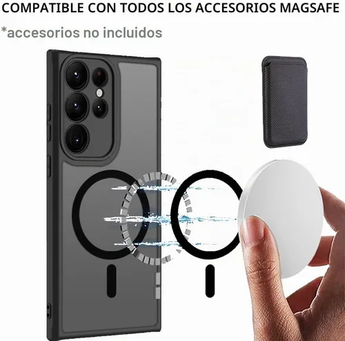 Vista 3 de Funda magnética antihuellas para Samsung Galaxy S23 Ultra, protección completa de la cámara, compatible con accesorios MagSafe, cubierta trasera