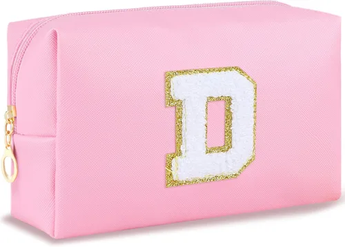 Vista 128 de URSKYTOUS Regalos para niñas, bolsa de maquillaje con inicial, bolsa de cosméticos personalizada con cremallera, bonita bolsa de aseo de viaje, Azul