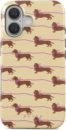 Vista 61 de BURGA-Funda p/teléfono compatible c/iPhone 14 Plus, carcasa rígida híbrida de 2 capas + Funda protectora de silicona, almendras latte a lunares