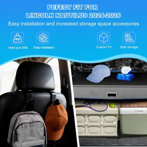 Vista 19 de AUXKO - Cubierta de carga retráctil para Lincoln MKX 2018-2016, cubierta de equipaje de maletero con protección de sombra para Lincoln Nautilus