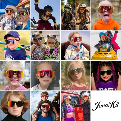 Vista 4 de JOVAKIT Gafas de sol de béisbol para niños y niñas de 3 a 13 años, lentes de sol de béisbol juvenil, UV400, pantallas deportivas de ciclismo