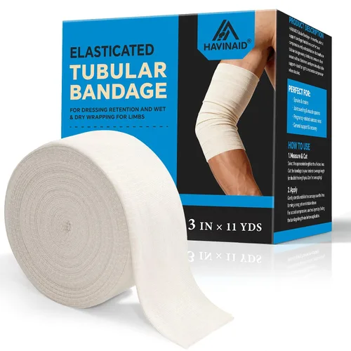 Vista 8 de Vendaje de soporte tubular elástico sin látex con tela Stockinette, manga de compresión tubular transpirable para soporte de articulaciones